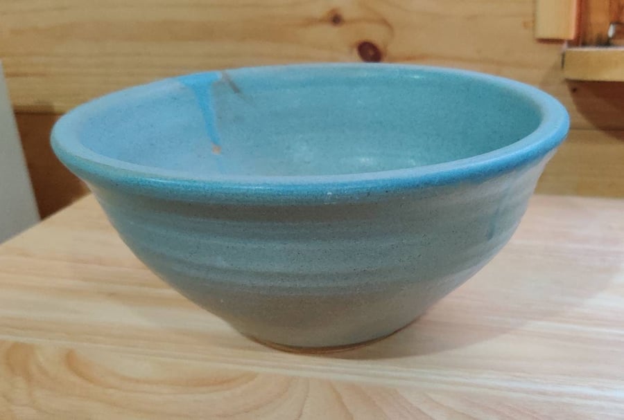 Vintage handmade painted blue ceramic bowl, fruit bowl, decorative bowl, gift