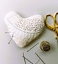 Hand Embroidered Heart Pin Cushion  - Image 1