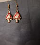 Red, white and gold toadstool charm dangle earrings  - Image 4