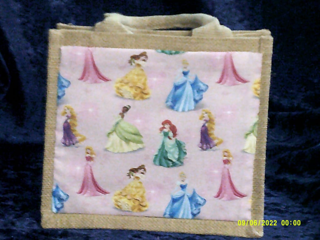 Small Jute Bag with Fabric Pocket