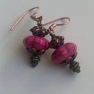 Pink Howlite Pumpkin Earrings