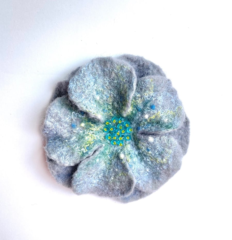 Felt Flowers Brooch Handcrafted Jewelry Contemporary Handmade Item Flower Scarf 