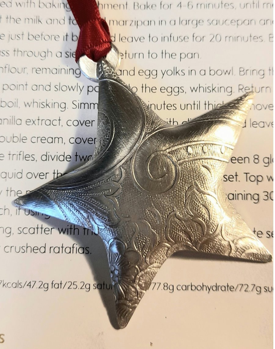 Pewter Star Christmas Decoration
