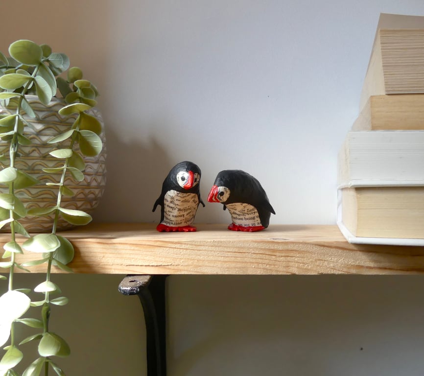 Handmade Paper Puffins