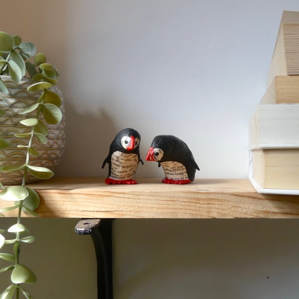 Handmade Paper Puffins