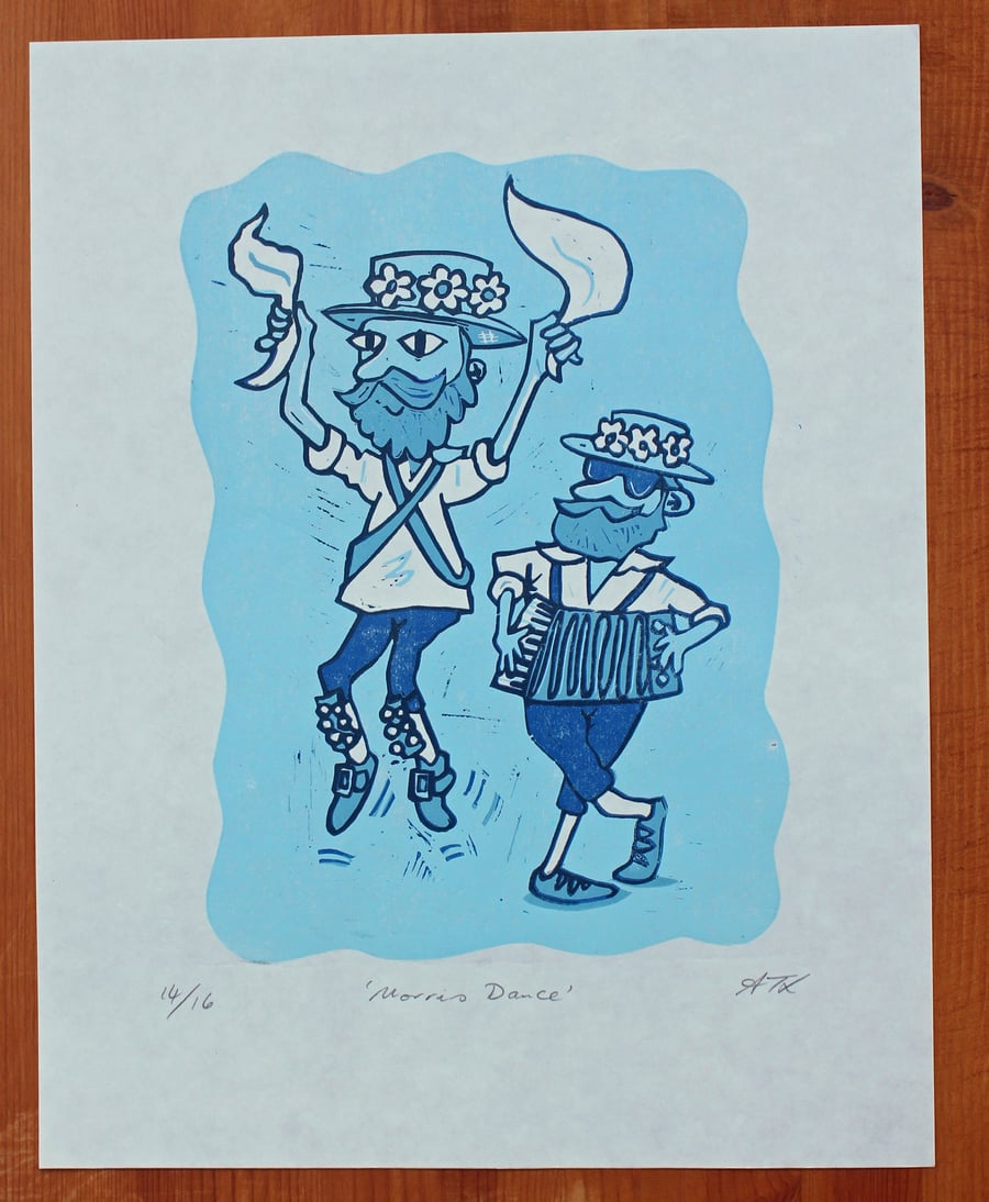 Morris Dance Limited Edition Lino Print 