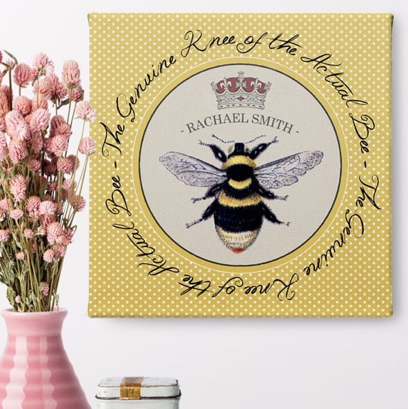 Personalised Canvas Print Bee's Knees, gift for her