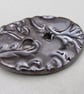 Large Bronze Brocade Oval Handmade Ceramic Button - Image 2