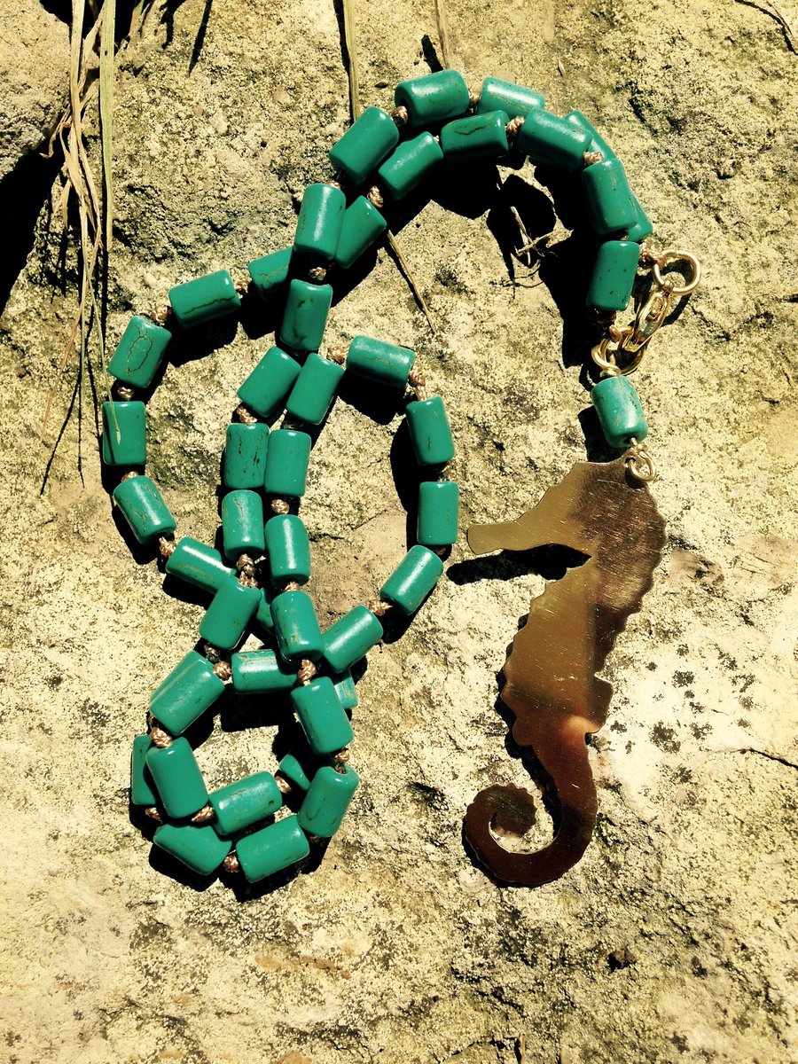 Turquoise sea horse necklace 