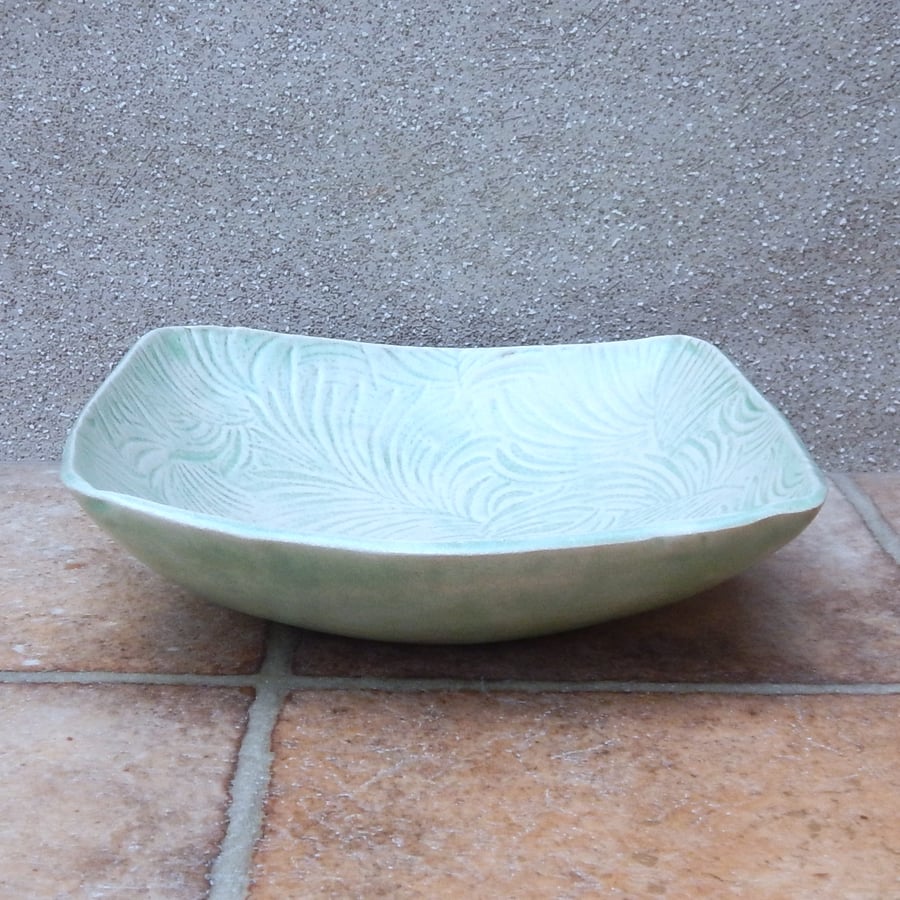 Serving dish fruit bowl  in textured stoneware ceramic pottery handmade