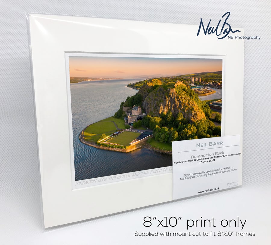 Dumbarton Rock & Castle and the Firth of Clyde - A5 (10"x8") Unframed Print
