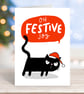 Black cat Festive Christmas card - Image 2