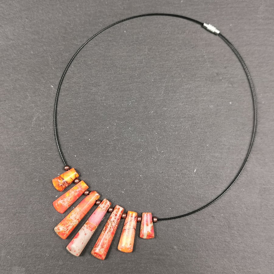 Orange variscite choker necklace