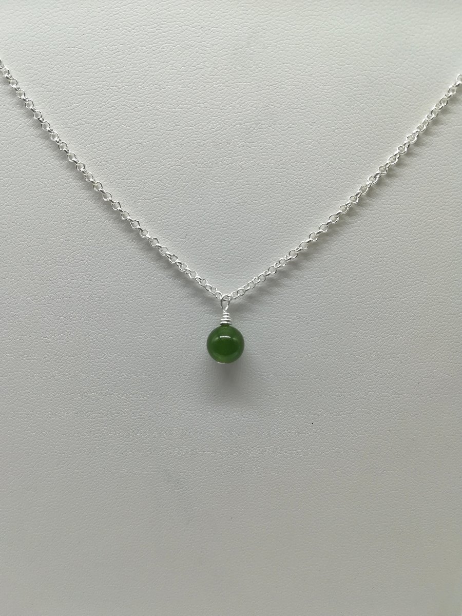 Handcrafted WireWrapped Jade Minimalist,Single Bead pendant,Calm,Green,Christmas