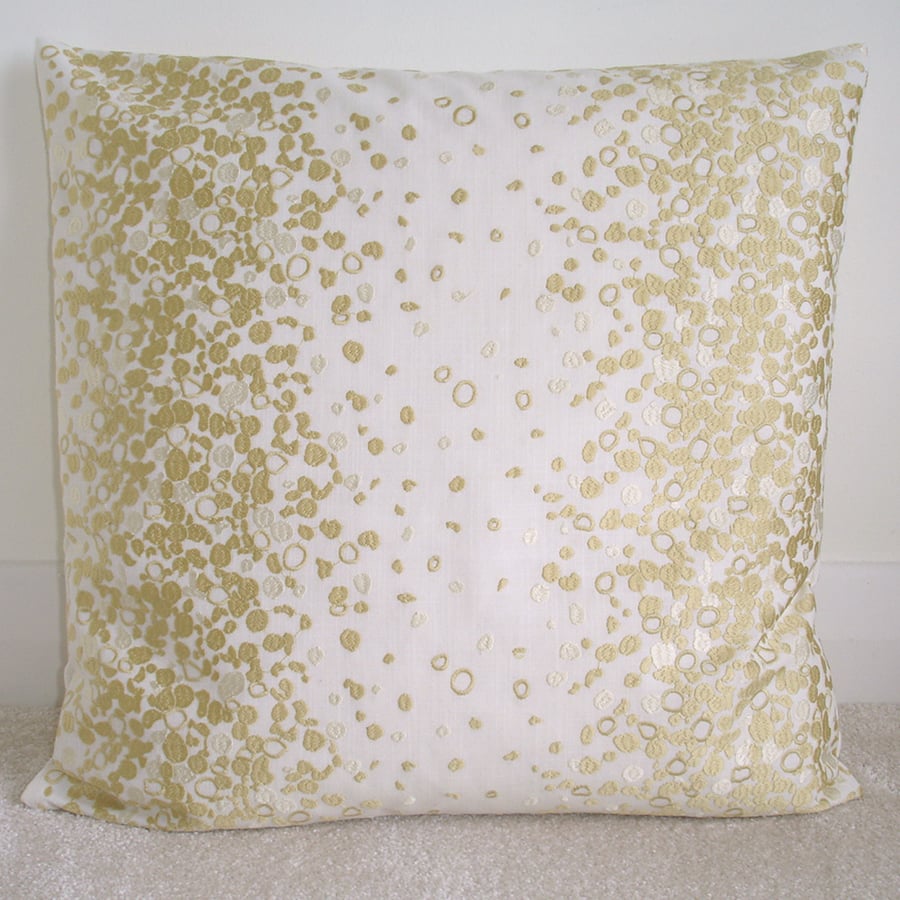 Gold Embroidered Cushion Cover Zipped Oblong Bolster Case 16" Luxury
