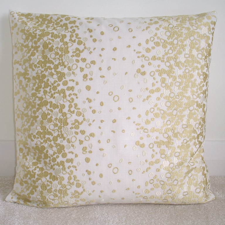 Gold Embroidered Cushion Cover Zipped Oblong Bolster Case 16" Luxury