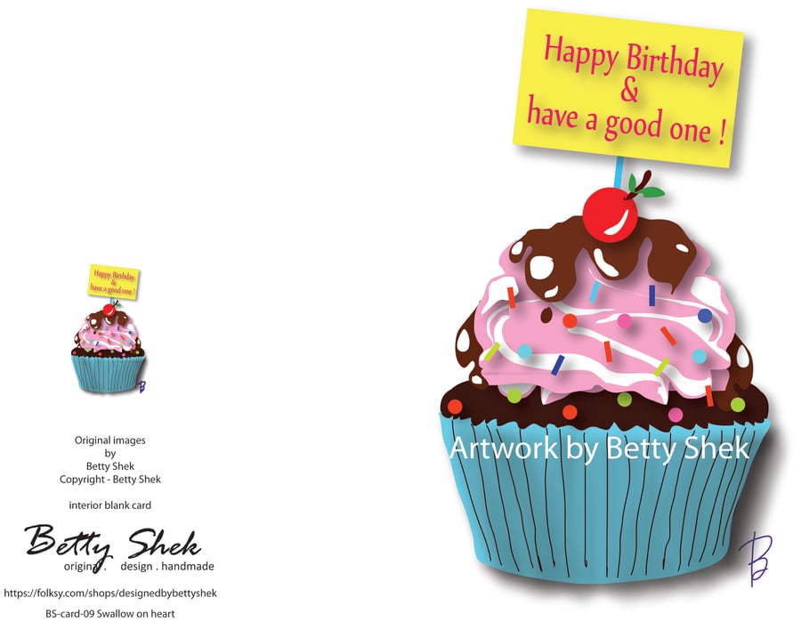 Design - Cupcake Birthday card - an illustration by Betty Shek