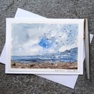 Seagulls. Blank Card. Handpainted Watercolour. OOAK.