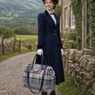 Carpet bag travel bag purple grey check wool tweed weekend bag overnight bag