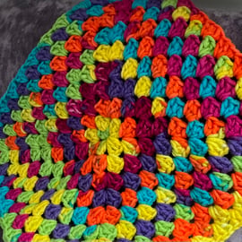 Crochet Knee Blanket in Bright Neon Abstract Rainbow Colours 
