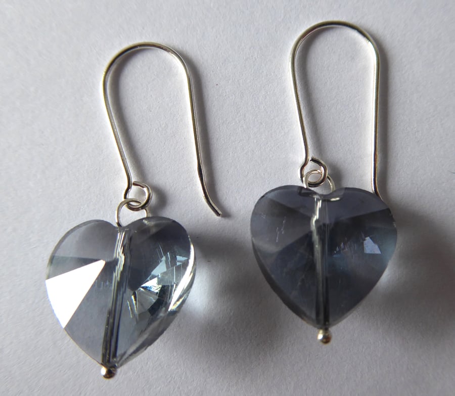 Heart Bauble Earrings Grey