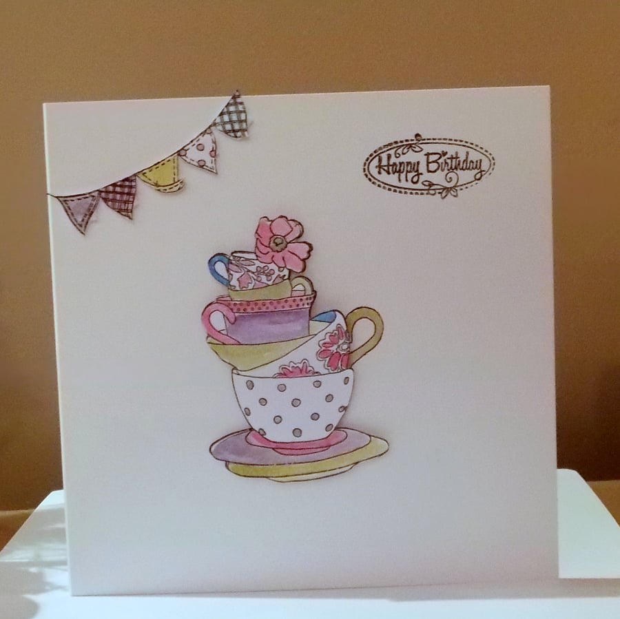 Teacup Happy Birthday Card