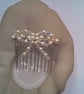 Cream Pearl and Crystal Bow Hair Comb, Beaded Hair Accessory, Prom Accessory - Image 2