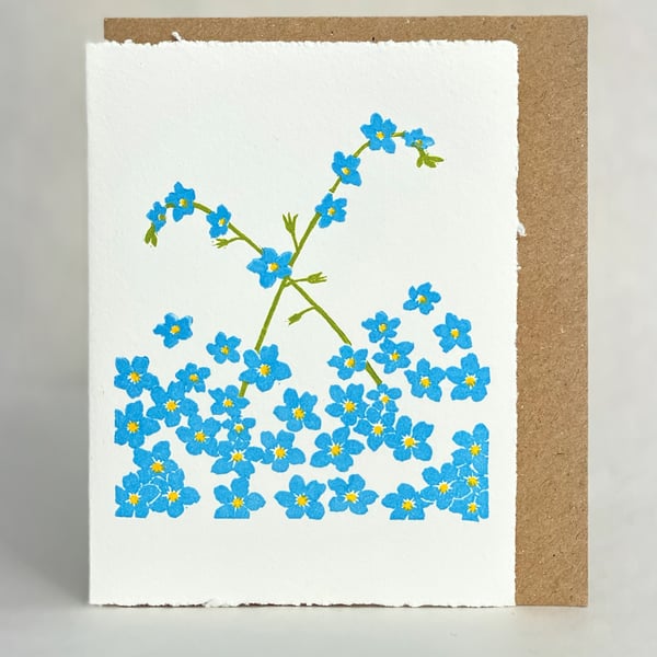 Forget-me-Not - Original Hand Printed Card