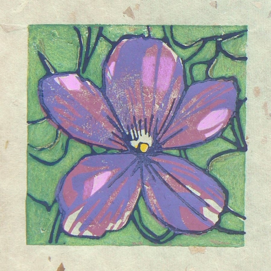 Sweet Violet linocut print