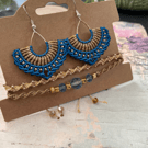 Gorgeous Boho micro macrame beaded earring and bracelet set 
