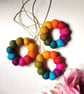Felt Ball Mini Wreath Hanging Decorations, Set of 3, Rainbow Colours. - Image 6