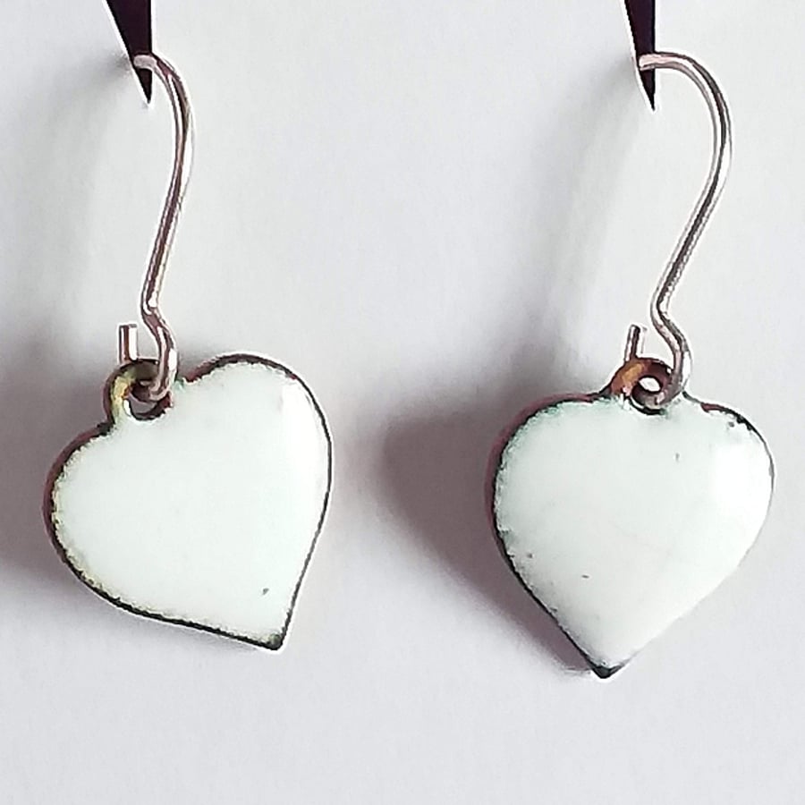 small white heart earrings