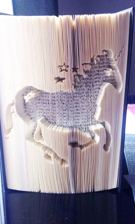 Unicorn with stars CUT & FOLD Book Folding Pattern - EMAILED PDF PATTERN