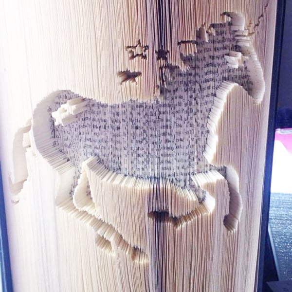 Unicorn with stars CUT & FOLD Book Folding Pattern - EMAILED PDF PATTERN