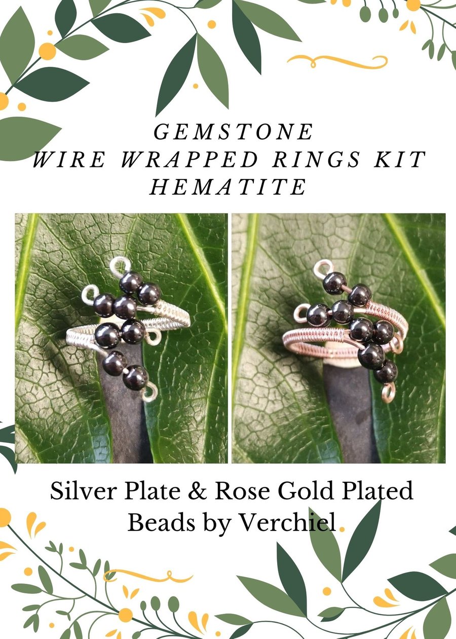 JEWELLERY MAKING KIT - WIRE WRAPPED HEMATITE GEMSTONE RING 