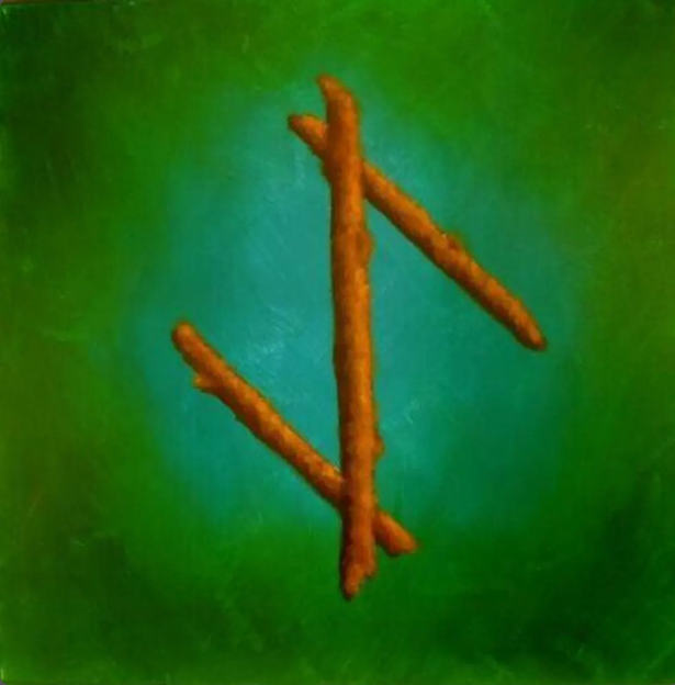 EIHWAZ RUNE painting in acrylic on canvas