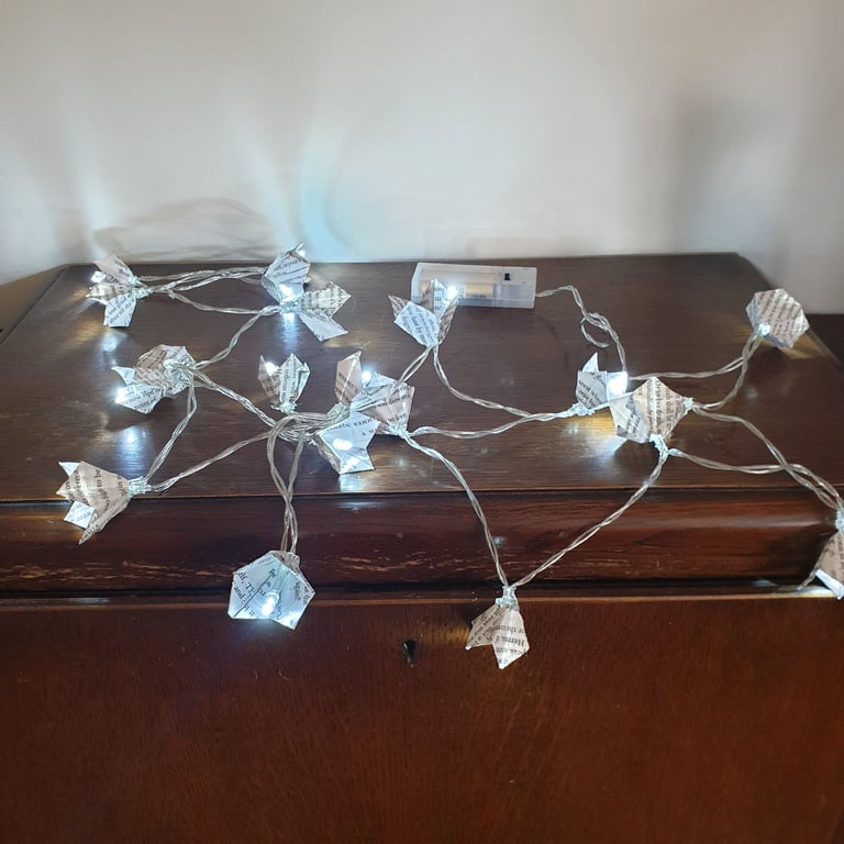 Book Page Origami Fairy Lights, Literary Wedding Decor, Custom Order Available