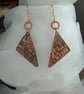 Rustic Copper Fold Form Triangle Earrings - Image 4