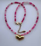 Pink Agate Necklace 46 cm and 5 cm extender
