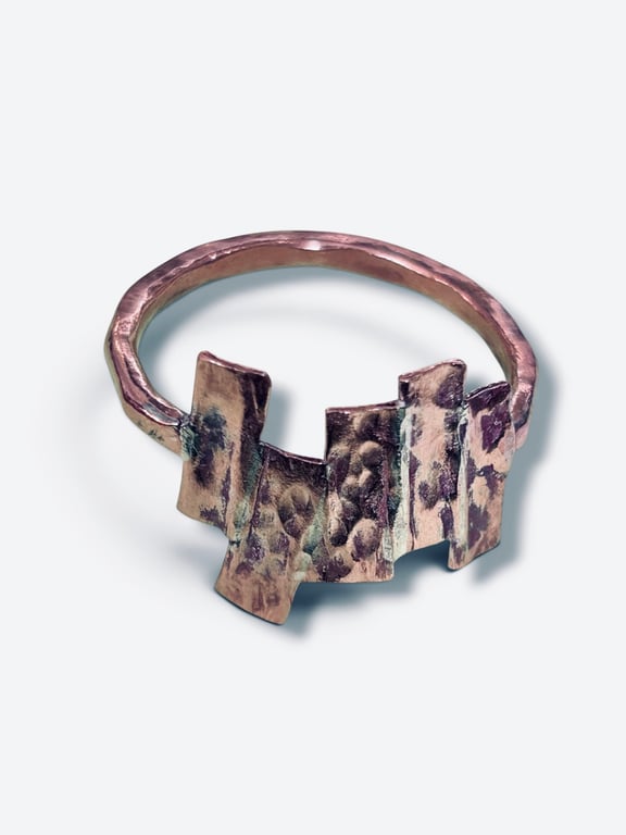 Mens Ring - Brutalist Solid Copper - Extra Large Z1 - Handcrafted In West Wales