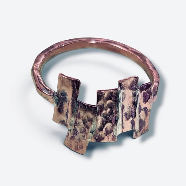 Mens Ring - Brutalist Solid Copper - Extra Large Z1 - Handcrafted In West Wales