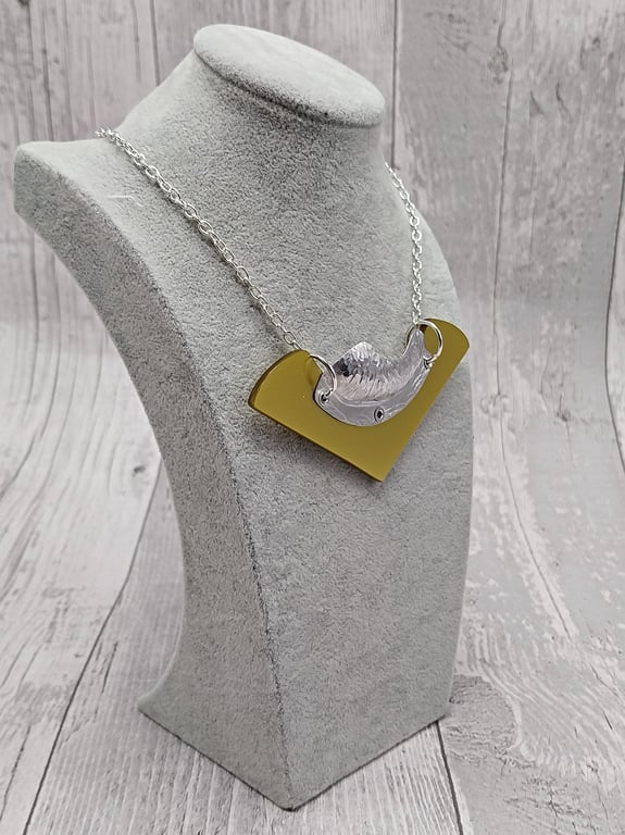 Recycled Aluminium Drink Can Base Metal, Gold Triangle Acrylic Necklace Pendant