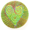 38mm Stitched Silk Heart Badge 