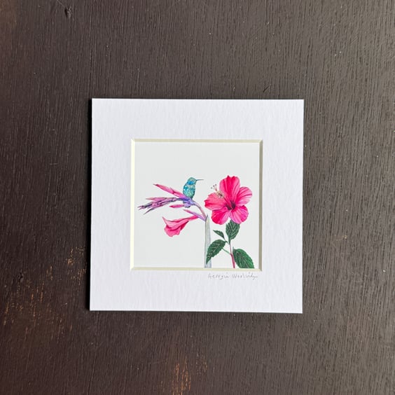 'Pink Tropic' 5" x 5" Hand Finished Print