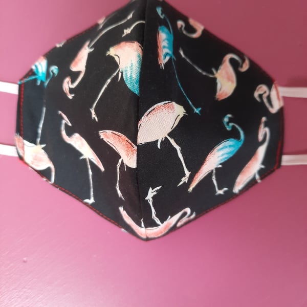 Flamingo handmade fabric facemask 