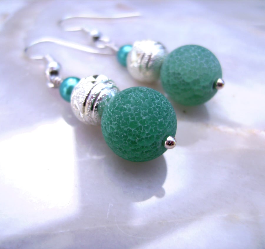 Dragon Vein Agate Semiprecious Gemstone Earrings