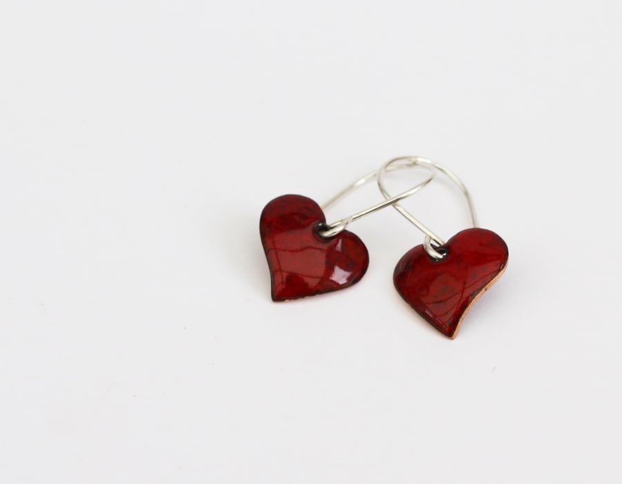 Red love heart earrings