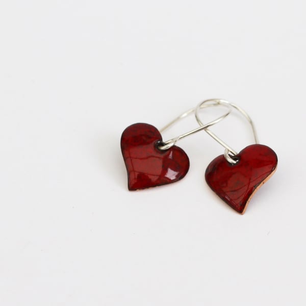 Red love heart earrings