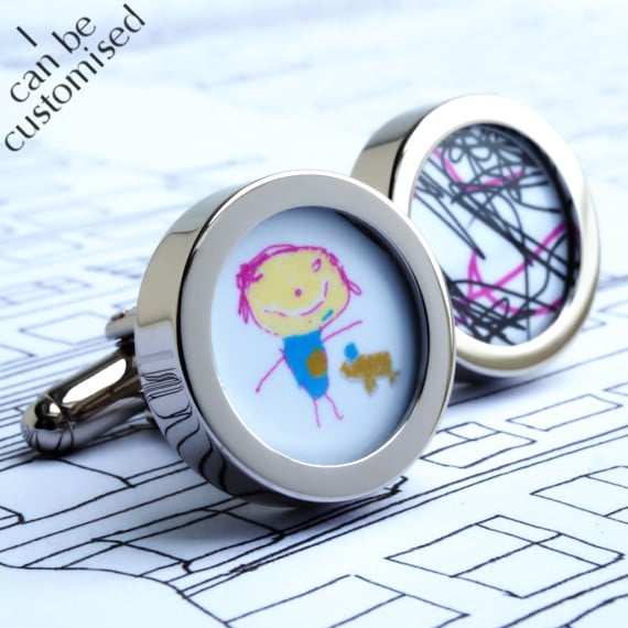 Personalised Father's Day Gift Custom Cufflinks of Your Children's Drawings