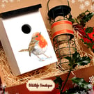 Garden bird house box gift set. Present for nature lover. For garden wild bird